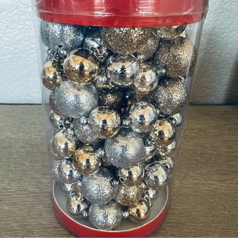 Christmas Silver & Gold Glitter Ornament Garland